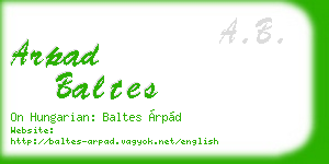 arpad baltes business card